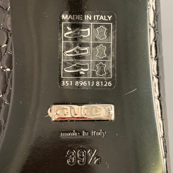 GUCCI Size 9.5 Black Croc Embossed Leather Mules Pumps - Picture 9 of 9